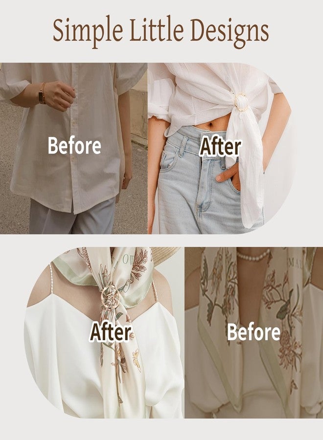 BATHRINS 20PCS Silk Scarf Ring Clip,Shirt Cinch Clip Set for Women Clothing with Storage Bag for Loose Clothes Corner Knotted Button Tightener - Image 3